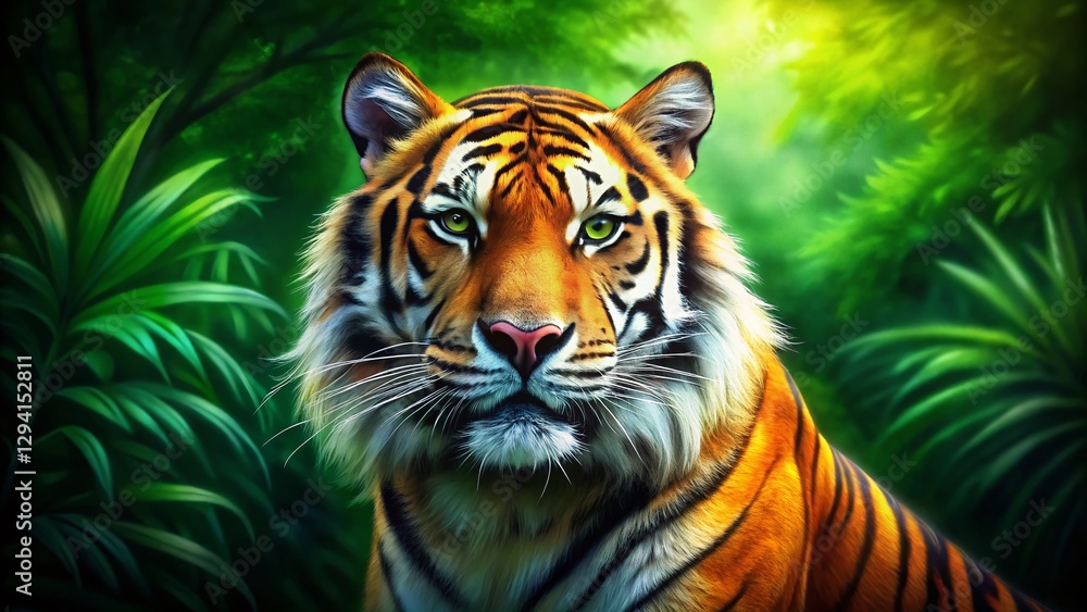 Fototapeta premium Majestic Tiger in Zoo Enclosure - Captive Wildlife Photography