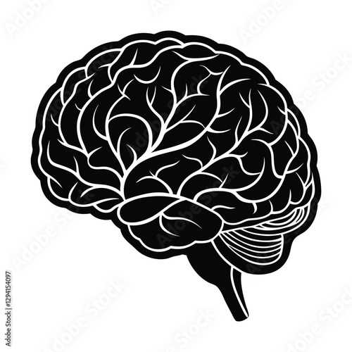 Realistic Brain cerebrum line art vector silhouette design
