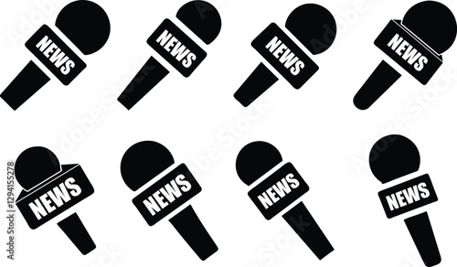 News Microphone Icons Vector Set