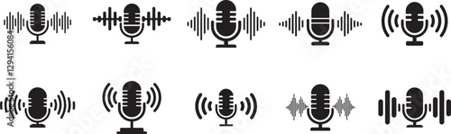 Microphone Sound Wave Icons Vector Design