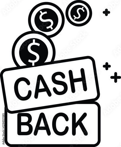 Cashback icon set, Return money, black and white