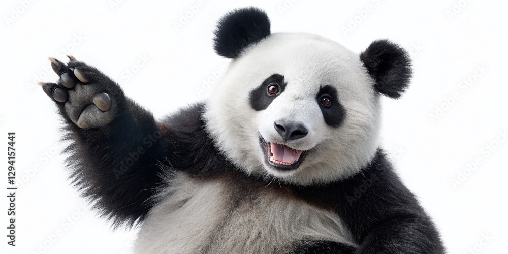 Dancing Panda: Fun Black and White Isolated Stock Photo Dancing Panda: Fun Black and White Isolated Stock Photo