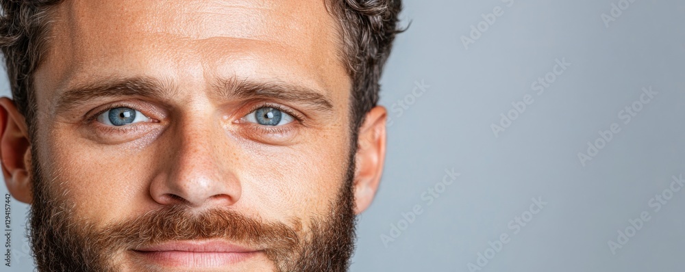 Obraz premium High-resolution portrait showcasing a modern professional man with a neat haircut, radiating success and confidence This image embodies simple and clean visual appeal, perfect for business