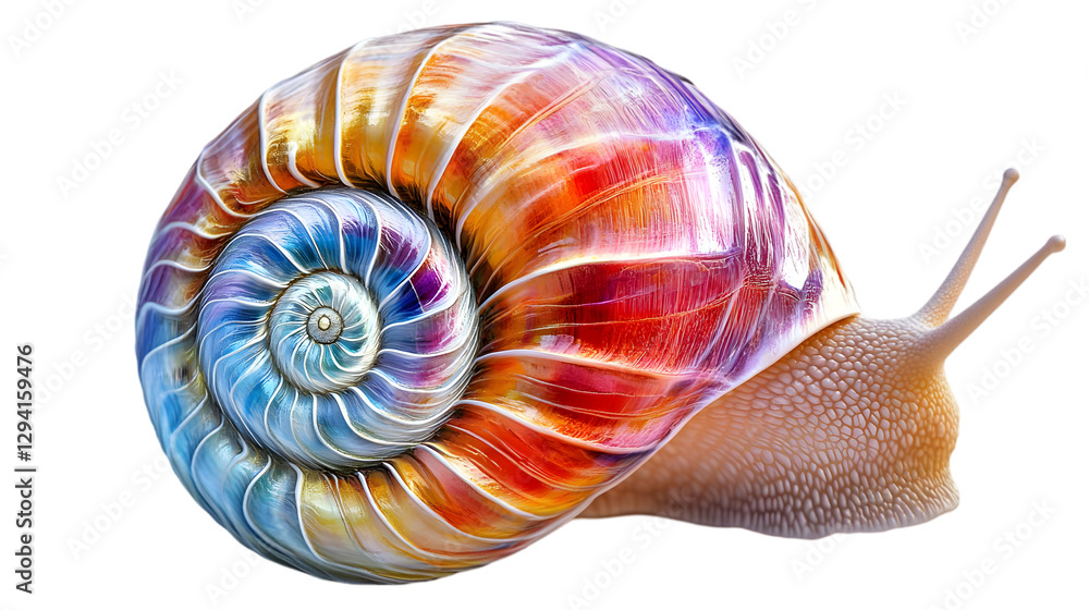 Illustration - Iridescent Snail Shell, Vibrant Colors, Spiral, Nature, Wildlife, Mollusk, Gastropod, Animal, Colorful Illustration - Iridescent Snail Shell, Vibrant Colors, Spiral, Nature, Wildlife, Mollusk, Gastropod, Animal, Colorful