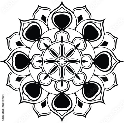  simple mandala design vector style silhouette with white background