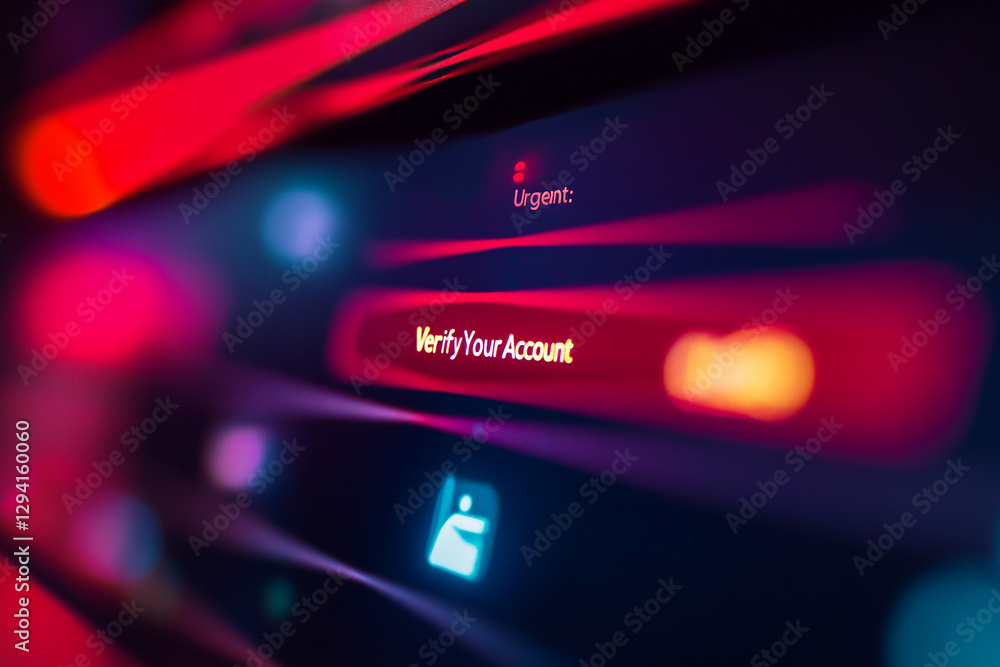A fraudulent email notification urging the recipient to verify their account, emphasizing security risks, identity theft, and online scams