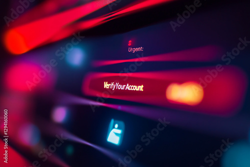 Obraz na płótnie A fraudulent email notification urging the recipient to verify their account, emphasizing security risks, identity theft, and online scams w salonie
