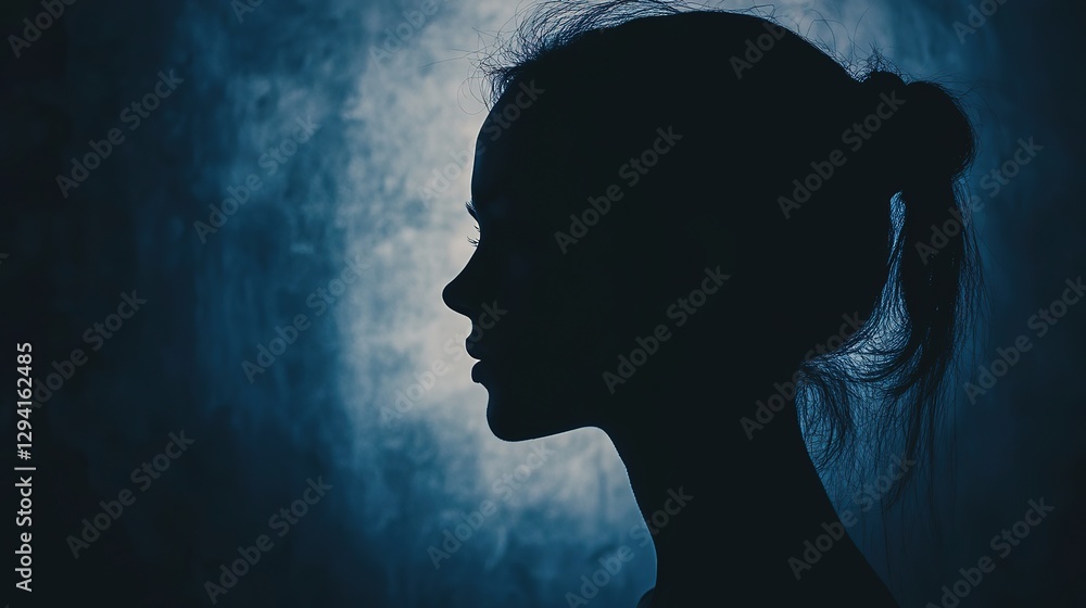 Silhouette of a head evokes anxiety and inner turmoil, minimalistic and abstract Silhouette of a head evokes anxiety and inner turmoil, minimalistic and abstract