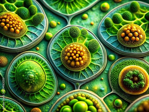 Microscopic Panoramic: Chloroplast Detail in Plant Cell - High-Resolution Stock Photo photo