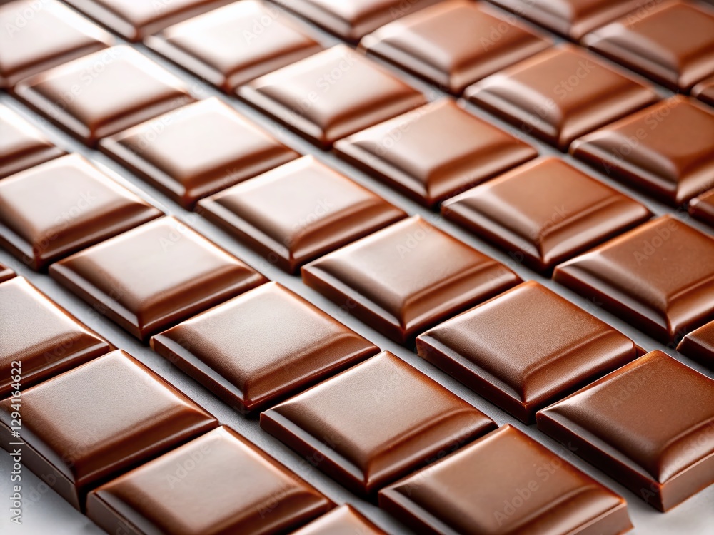 Milk Chocolate Tiles on White Background - Sweet Treat Stock Photo Milk Chocolate Tiles on White Background - Sweet Treat Stock Photo