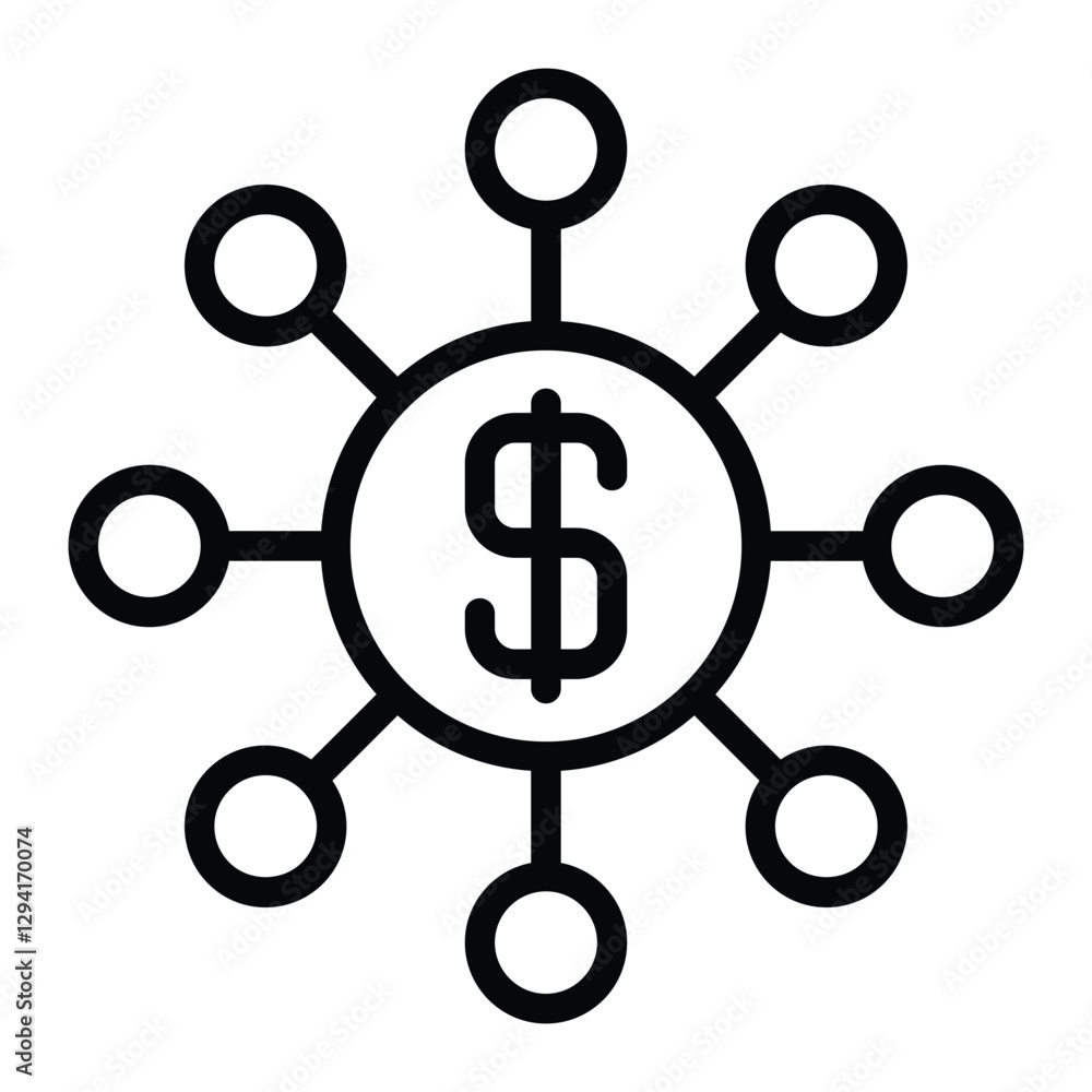 Money Network line icon , vector, pixel perfect, illustrator file 
