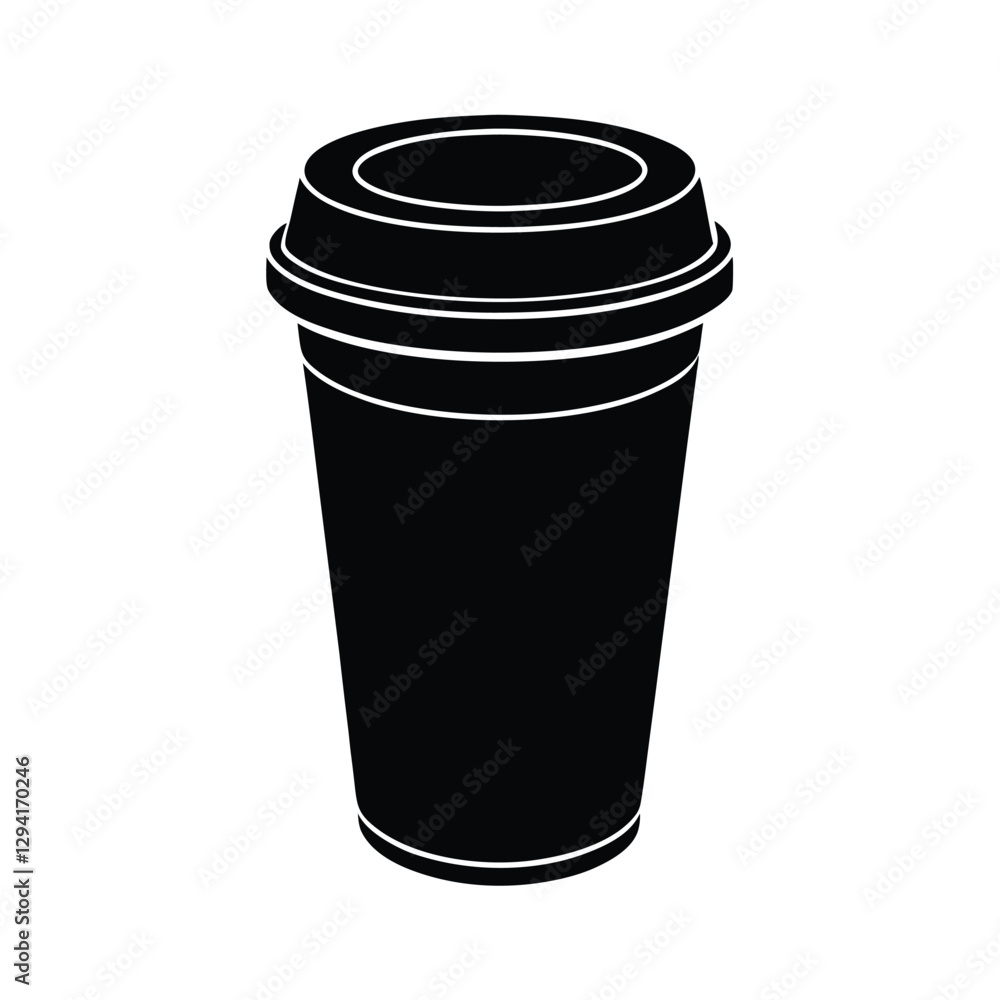 Portable coffee cup silhouette with secure lid capturing vibrant on-the-go energy in busy office environments Portable coffee cup silhouette with secure lid capturing vibrant on-the-go energy in busy office environments