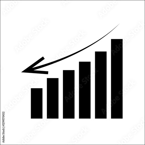 Graph Icon with Up Arrow | Flat Chart Bar Symbol for Web, Book Covers & Logos
