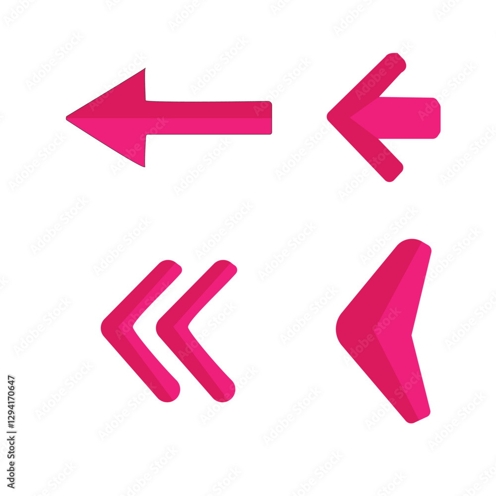 3D Color Arrows Set – Trendy Left-Pointing Arrow Icons in Flat Vector Style
3D Color Arrows Set – Trendy Left-Pointing Arrow Icons in Flat Vector Style