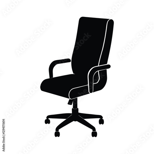 Ergonomic modern office chair silhouette featuring high backrest