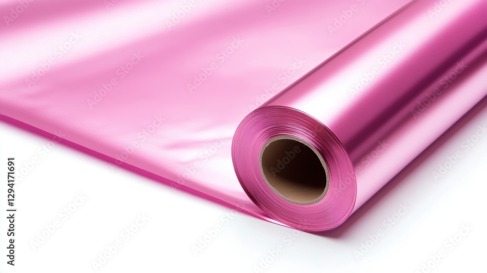 A vibrant roll of pink shiny foil awaits creative use, Ideal for crafting, packaging, or decor, it enhances visual appeal and adds a pop of color to various projects, making it versatile for events, A vibrant roll of pink shiny foil awaits creative use, Ideal for crafting, packaging, or decor, it enhances visual appeal and adds a pop of color to various projects, making it versatile for events,