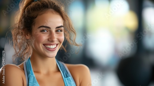 Smiling young woman in activewear exudes confidence and vitality Free Download Smiling young woman in activewear exudes confidence and vitality - GFXLoad