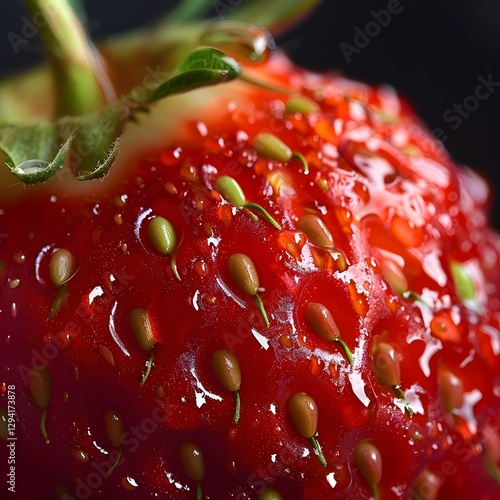 Wallpaper Mural Extreme Close-up of a Vibrant Japanese Strawberry with Glistening Surface and Visible Seeds Torontodigital.ca