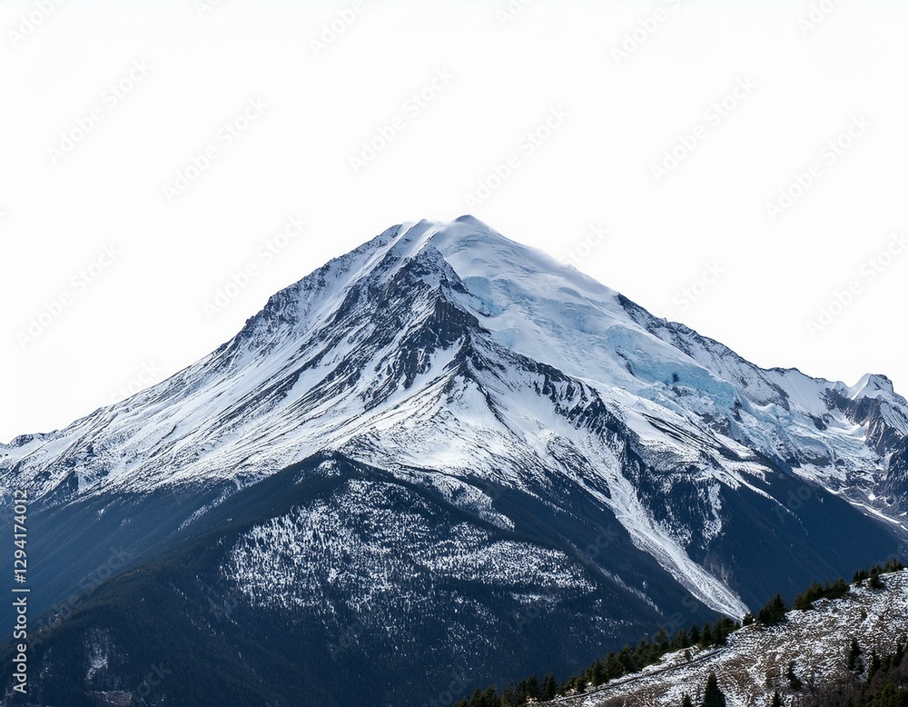 snowy single mountain peak isolated on white or transparent snowy single mountain peak isolated on white or transparent