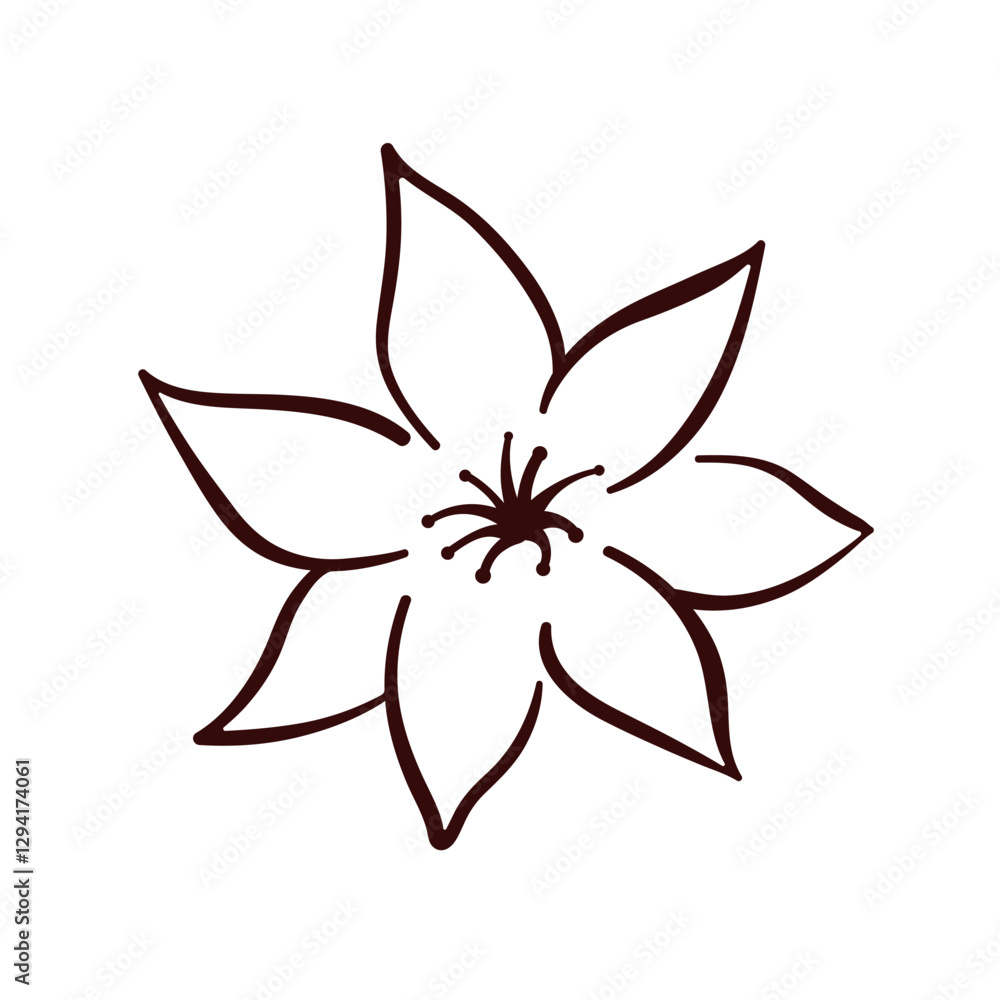 Lemon Flower in line art style. Citrus floral design for spring illustration. Isolated on a white background. Lemon Flower in line art style. Citrus floral design for spring illustration. Isolated on a white background.