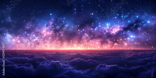 Wallpaper Mural A breathtaking view of a starry sky over a serene horizon, showcasing deep colors and tranquility. Torontodigital.ca