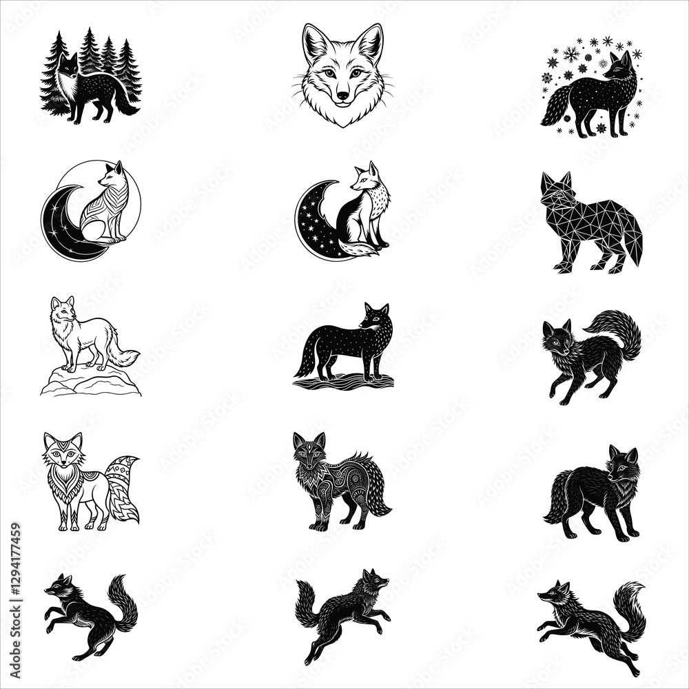 Naklejka premium Arctic Fox Silhouette Vector 