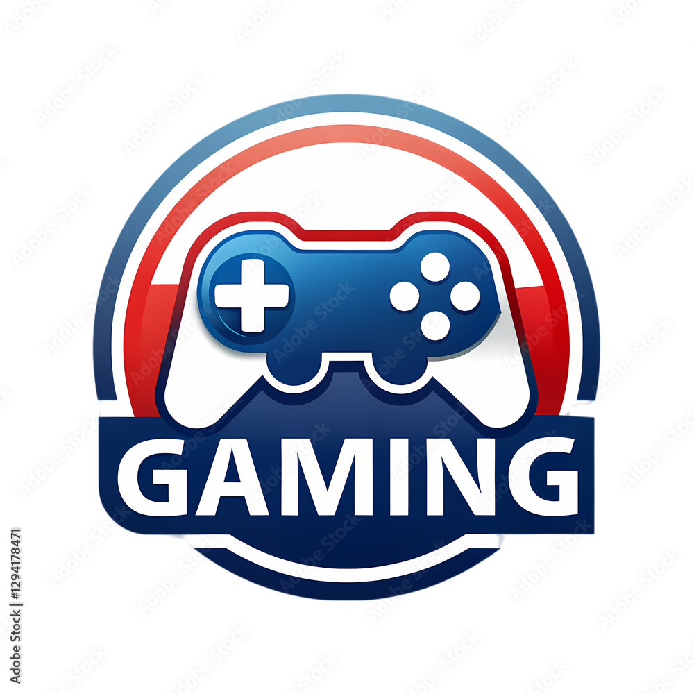 Gaming Logo Design Blue Red Gamepad Controller Icon fun play video badge round pixel gamer player Gaming Logo Design Blue Red Gamepad Controller Icon fun play video badge round pixel gamer player