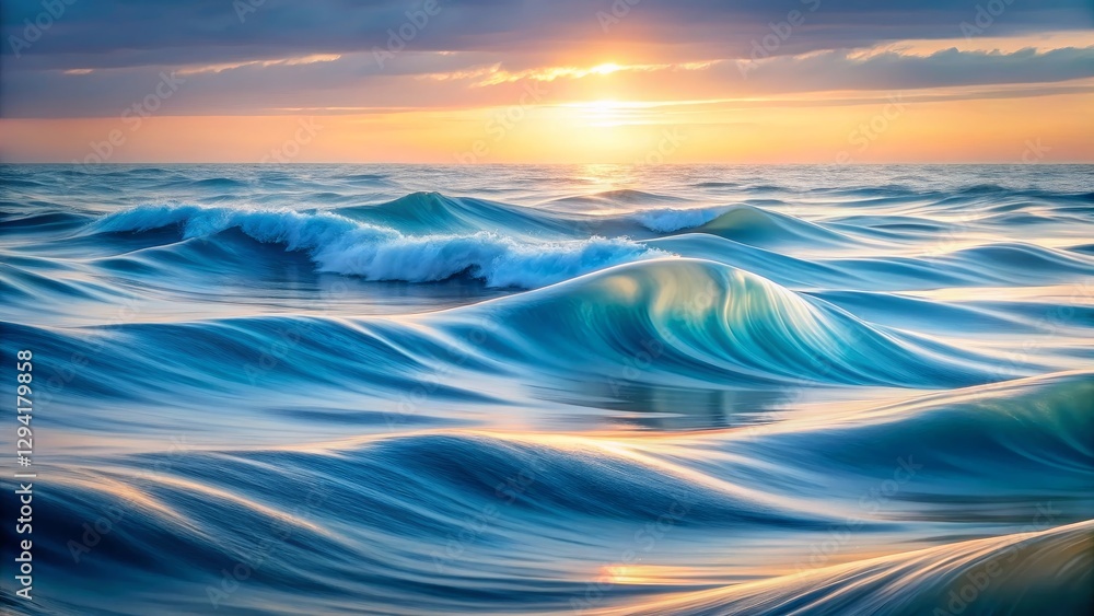 Obraz premium Serene Ocean Waves Under Vibrant Sunset Light Reflection