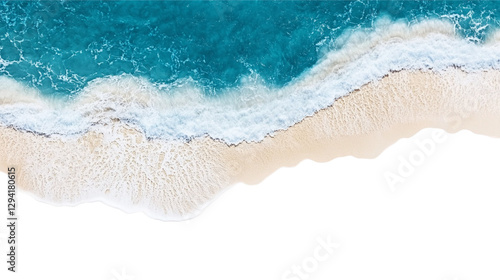Sandy Beach, panorama. Panoramic view of the sandy beach. The sea wave rolls on the shore.