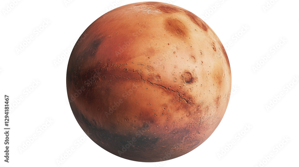 Fototapeta premium Mars planet on a white background