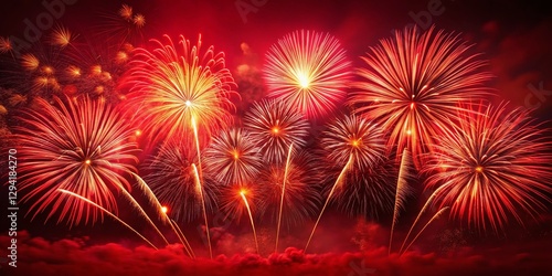 Minimalist Fireworks: Vibrant Red Sky Explosion - Night Sky Display