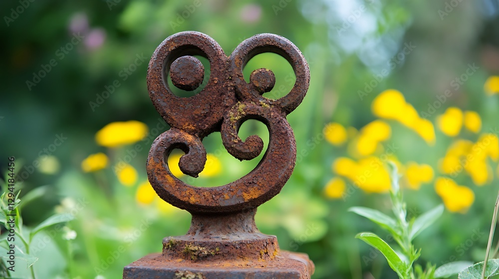 Old rusted steel used to make decorative garden ornament Old rusted steel used to make decorative garden ornament