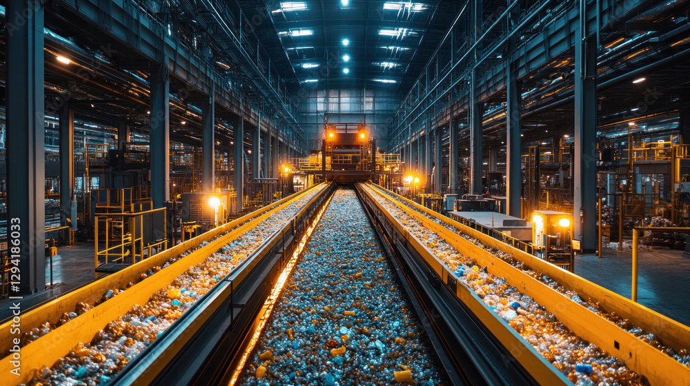 Zero-waste plastic recycling plant, advanced sorting machines repurposing used materials, workers ensuring sustainability-driven production Zero-waste plastic recycling plant, advanced sorting machines repurposing used materials, workers ensuring sustainability-driven production