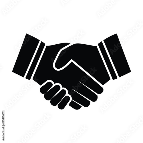 Vibrant silhouette hands shaking agreement on clean white background