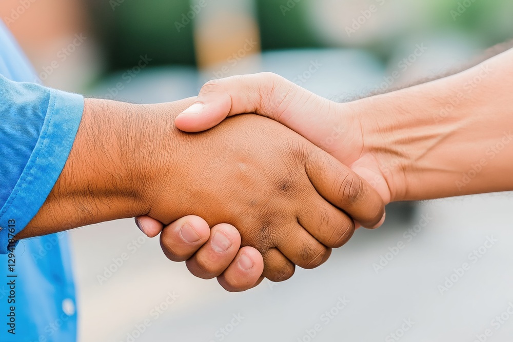 Migrants and refugees shaking hands in a moment of solidarity, showcasing unity and support among diverse communities, fostering hope and connection, collaboration concept Migrants and refugees shaking hands in a moment of solidarity, showcasing unity and support among diverse communities, fostering hope and connection, collaboration concept