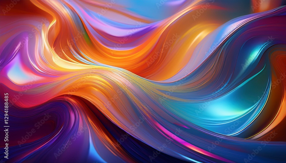 Fototapeta premium vibrant and iridescent abstract art with colorful light reflections in fluid drapery shapes