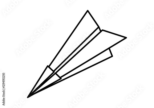 Icono negro de avión de papel en fondo blanco