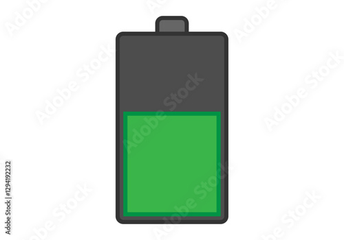Batería a media carga de color verde y negro
