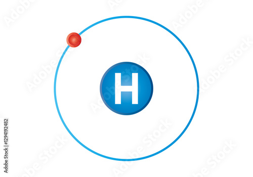 Átomo de hidrógeno azul con electrones 