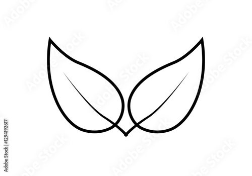 Icono negro de dos hojas de árbol