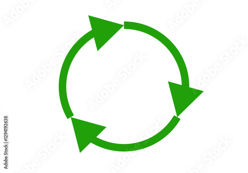 Icono verde de flechas en círculo de reutilizar y reciclar