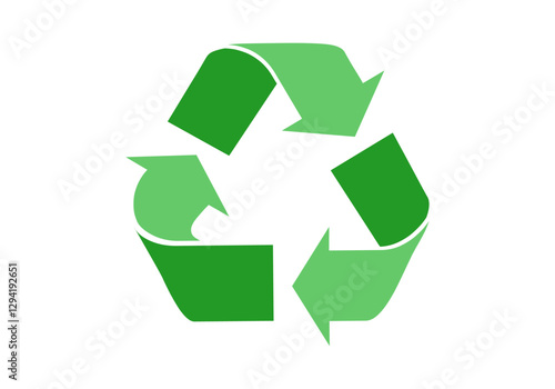 Icono verde de reciclar claro y oscuro en fondo blanco