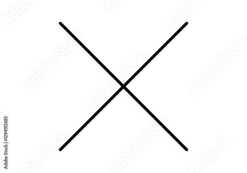 Icono negro de aspa o equis tachado