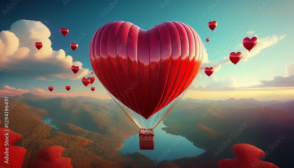 Fototapeta premium heart shaped air balloon