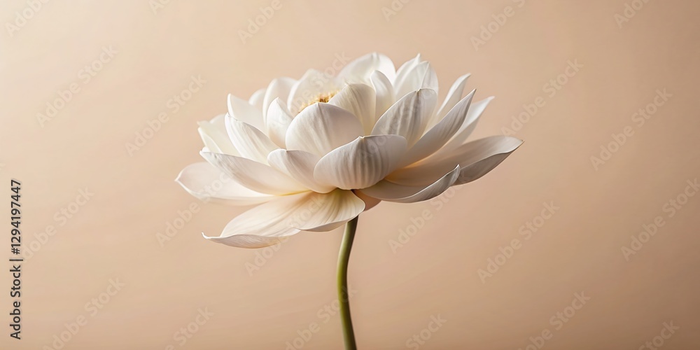 Obraz premium Minimalist Pure Life: Simple White Flowers on Beige Background