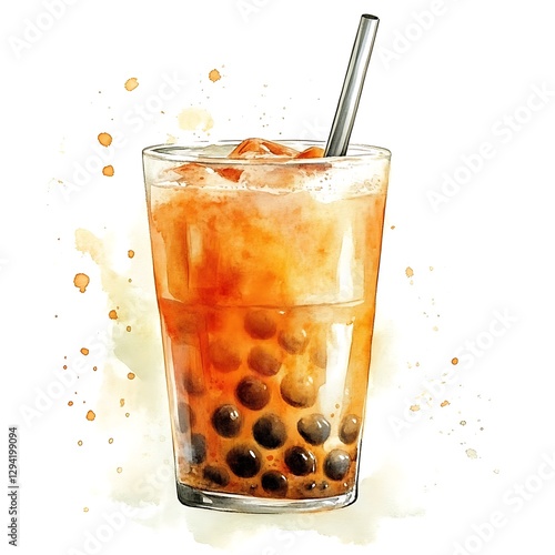 Iced Boba Tea Drink Illustration