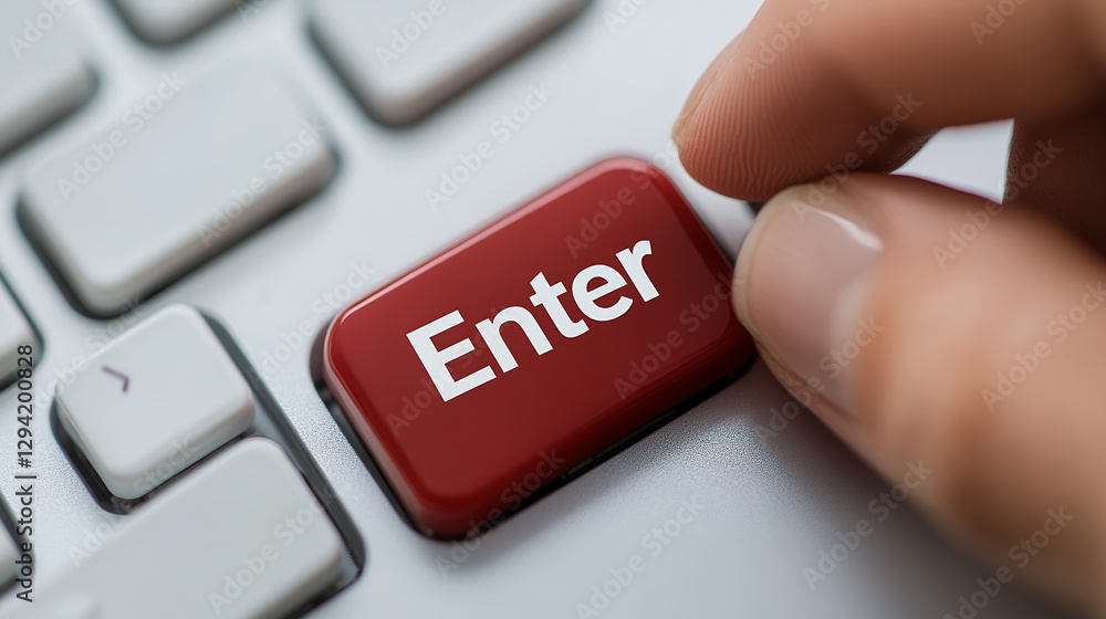 Hand Pressing Enter Key On Computer Keyboard Hand Pressing Enter Key On Computer Keyboard