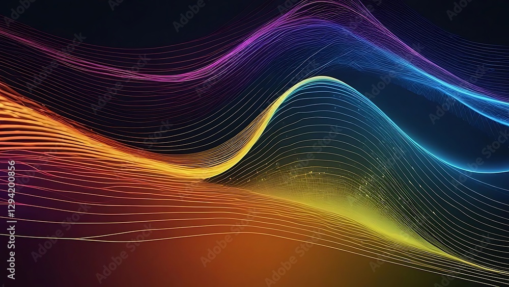 Abstract Colorful Wave Lines, Digital Art Abstract Colorful Wave Lines, Digital Art