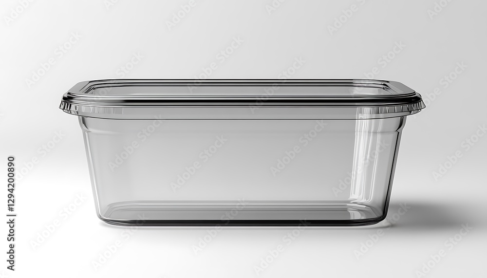 A Transparent Plastic Container Displayed Against a White Background A Transparent Plastic Container Displayed Against a White Background