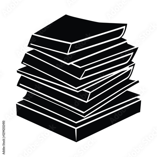 Comprehensive stack of business proposal documents silhouette showcasing strategic planning ideas in white
